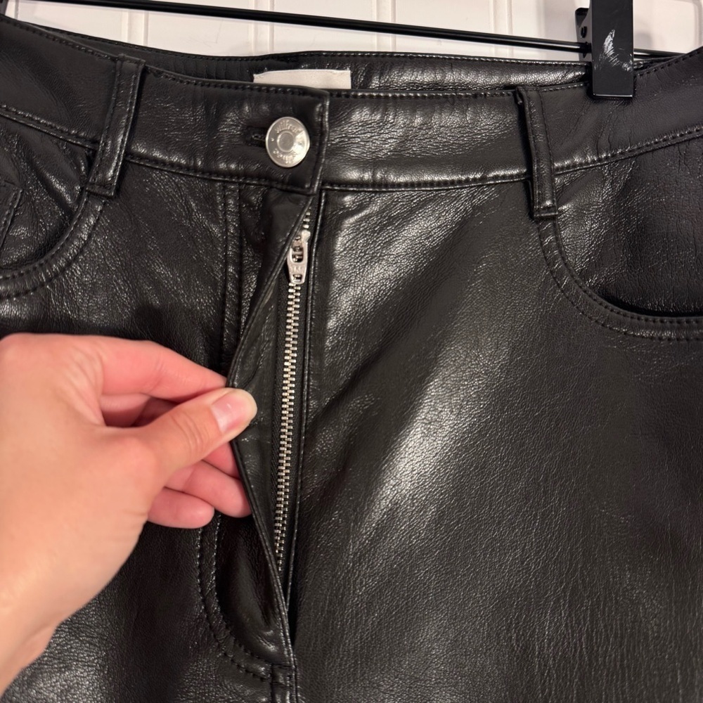 Aritzia Wilfred Melina High Rise Pant Black Leather-like Women’s Size 8 - Picture 7 of 16